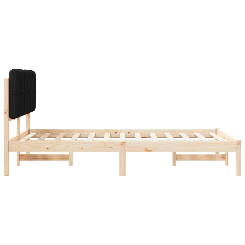 Cadru de pat cu tăblie tapițată cu headboard Negru 120 x 200 cm