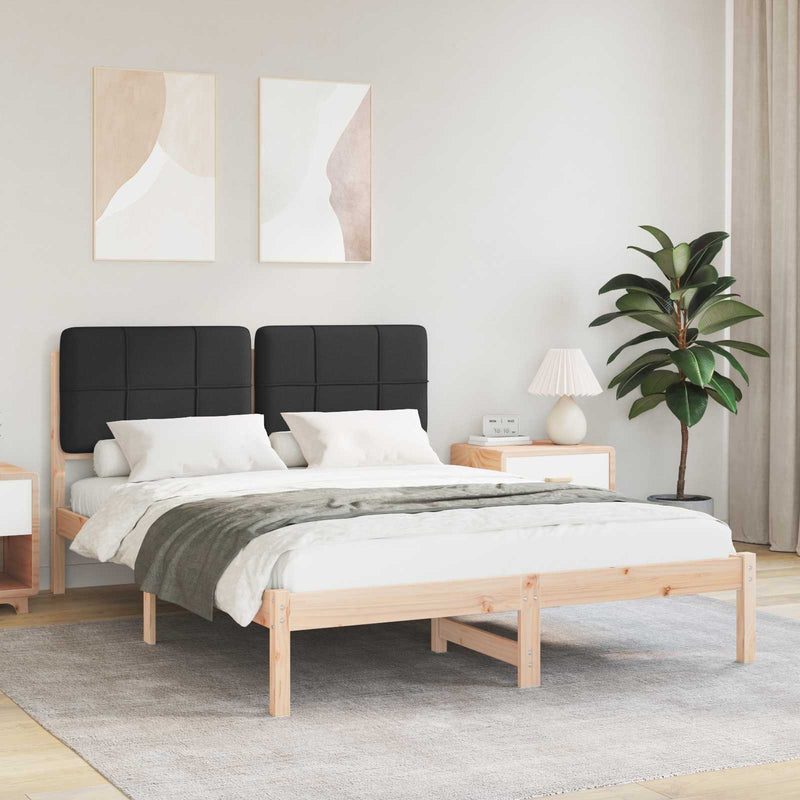 Cadru de pat cu tăblie tapițată cu headboard Negru 140 x 190 cm