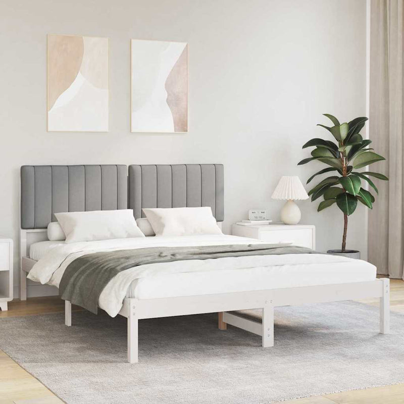 Cadru de pat cu tăblie tapițată Gri deschis 150 x 200 cm