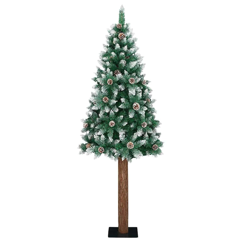 Brad de Crăciun subțire Verde 180 cm PVC și lemn de PIN masiv