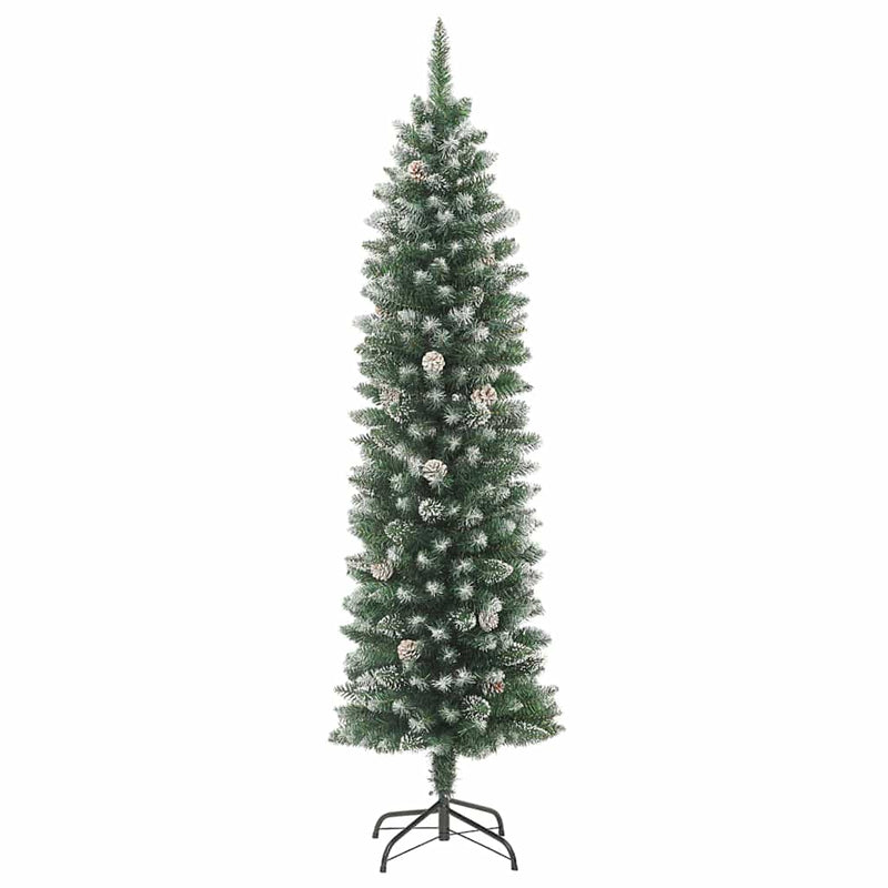 Copac Artificial Slăb de Crăciun Verde și alb 120 cm