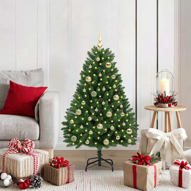 Brad de Crăciun artificial 120 cm 150 LED-uri Alb cald Verde