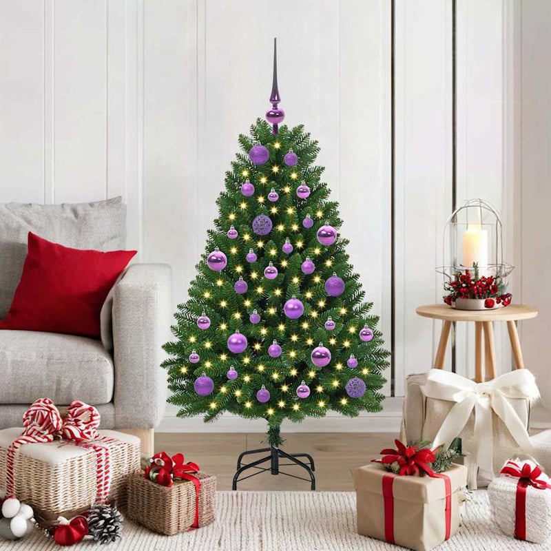 Brad de Crăciun artificial 120 cm 150 LED-uri Alb cald Verde