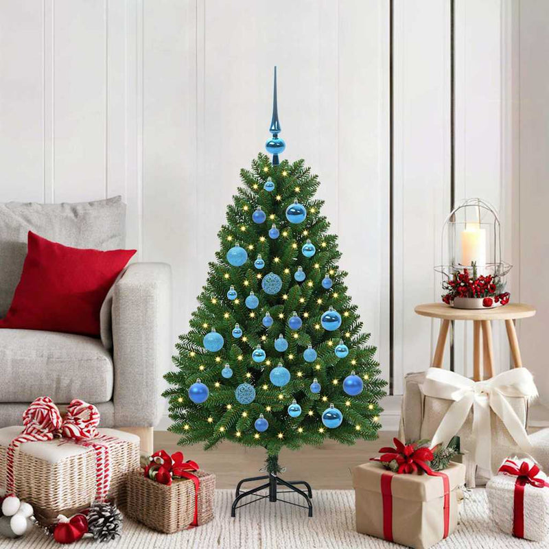 Brad de Crăciun artificial 120 cm 150 LED-uri Alb cald Verde