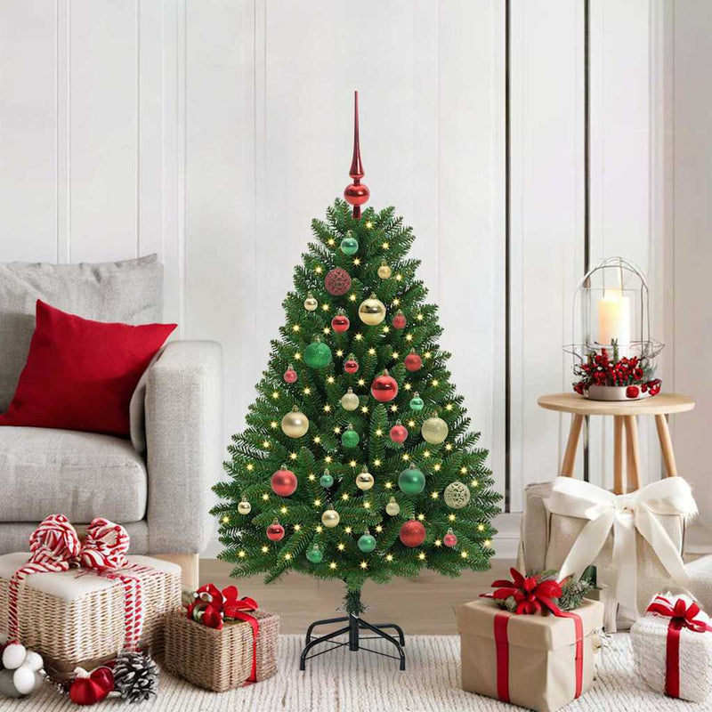 Brad de Crăciun artificial 120 cm 150 LED-uri Alb cald Verde