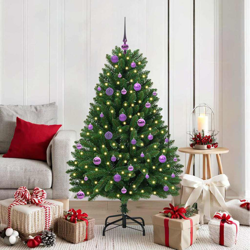 Brad de Crăciun artificial 150 cm 150 LED-uri Alb cald Verde