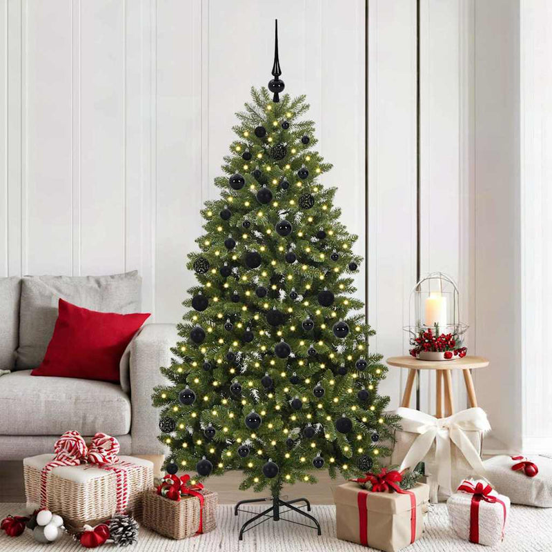 Brad de Crăciun artificial 180 cm 300 LED-uri Alb cald Verde