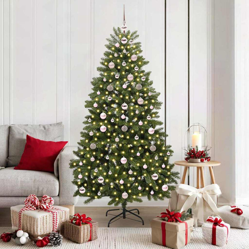 Brad de Crăciun artificial 180 cm 300 LED-uri Alb cald Verde