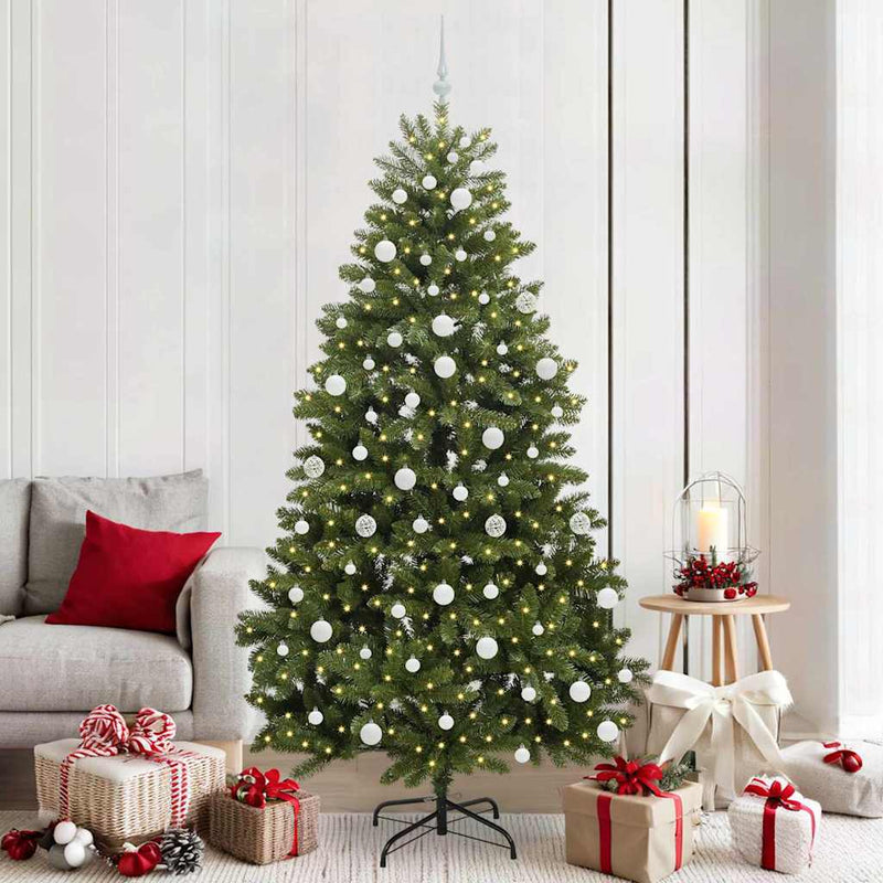 Brad de Crăciun artificial 210 cm 300 LED-uri Alb cald Verde