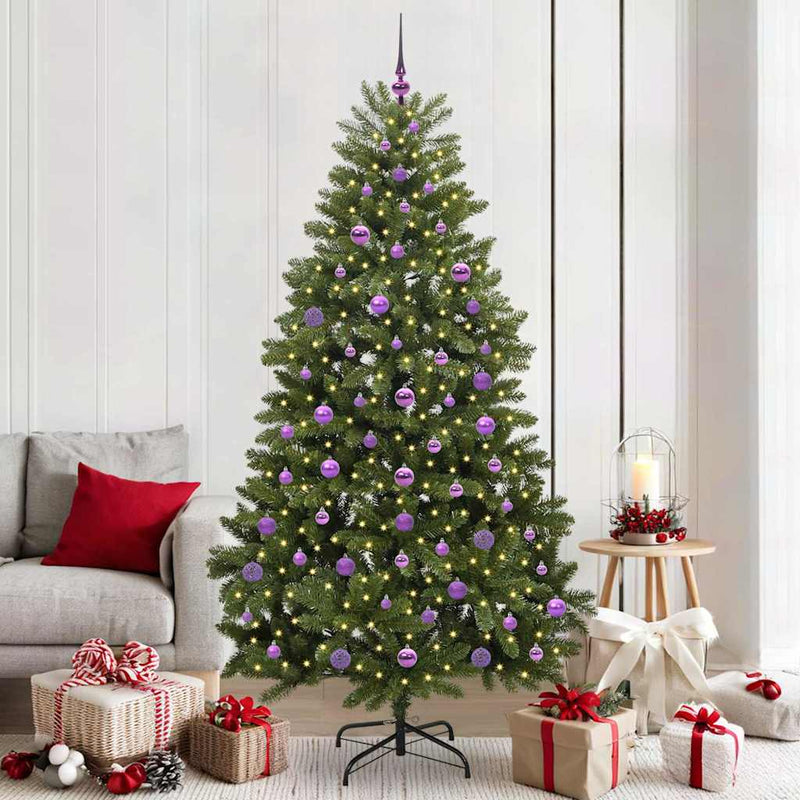 Brad de Crăciun artificial 210 cm 300 LED-uri Alb cald Verde