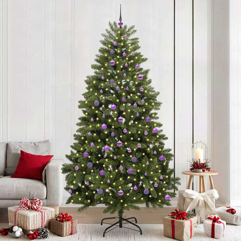 Brad de Crăciun artificial 240 cm 300 LED-uri Alb cald Verde