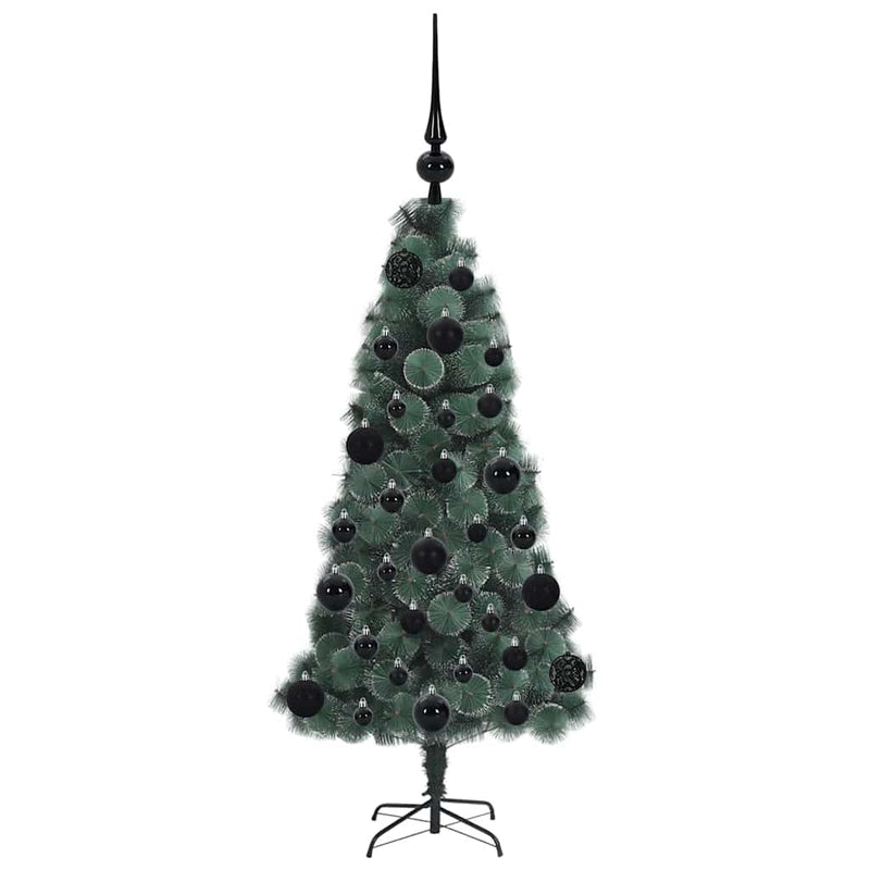 Brad de Crăciun artificial pre-luminat cu set de bile Verde PET