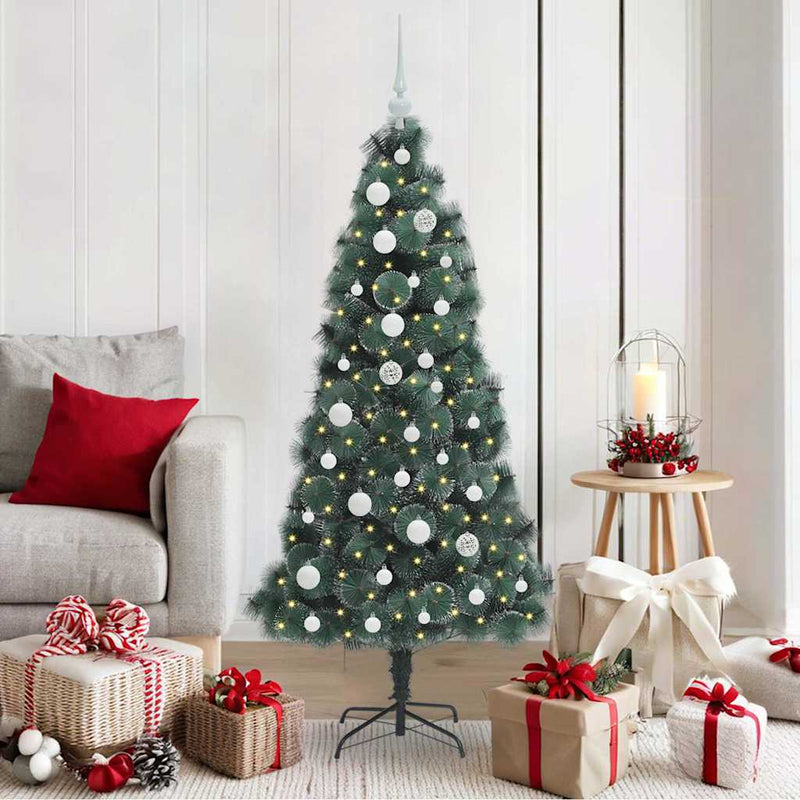 Brad de Crăciun artificial pre-decorat cu set de bile Verde PET