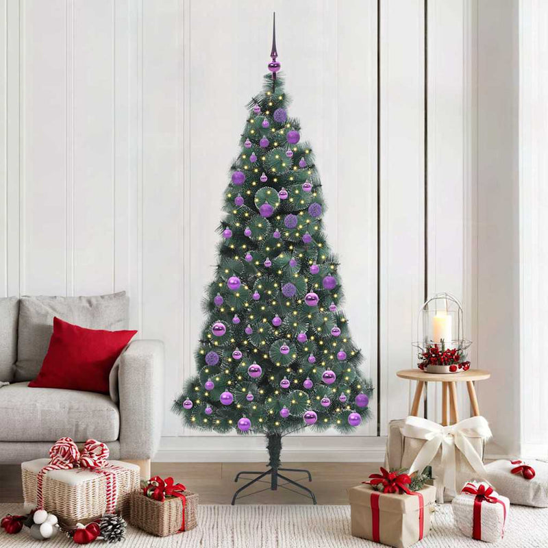 Pom de Crăciun artificial pre-luminat cu set de bile Verde PET