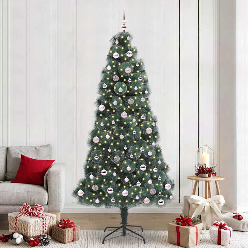 Pom de Crăciun artificial pre-luminat cu set de bile Verde PET