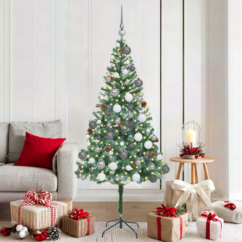 Brad de Crăciun artificial cu 300 LED Verde 180 cm PVC și Oțel