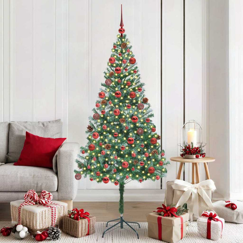 Brad de Crăciun artificial cu 300 LED Verde 180 cm PVC și Oțel