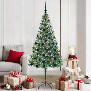 Brad de Crăciun artificial cu 300 LED Verde 180 cm PVC și Oțel