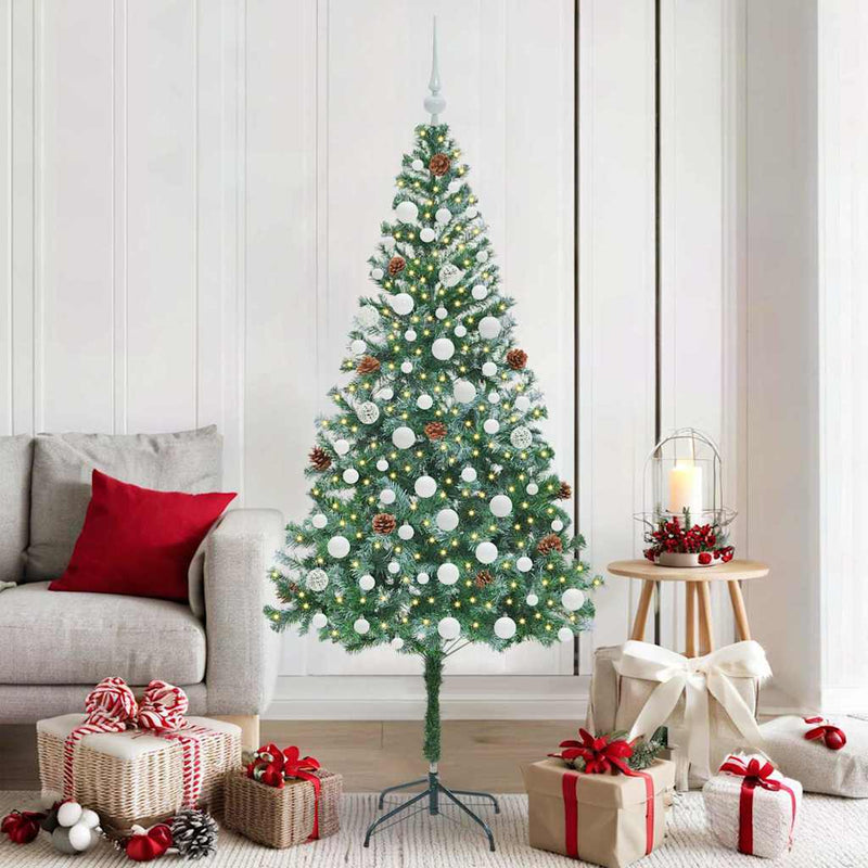 Brad de Crăciun artificial cu 300 LED Verde 180 cm PVC și Oțel