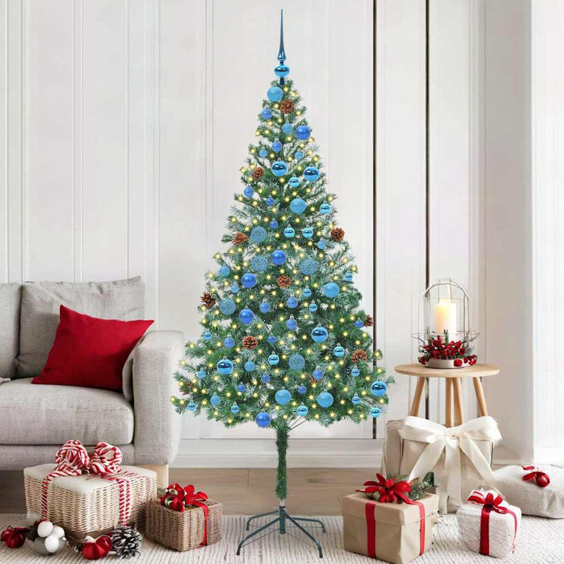 Brad de Crăciun artificial cu 300 LED Verde 180 cm PVC și Oțel