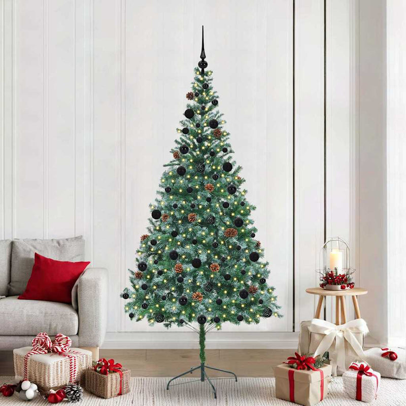 Brad de Crăciun artificial cu 300 LED Verde 210 cm PVC și Oțel
