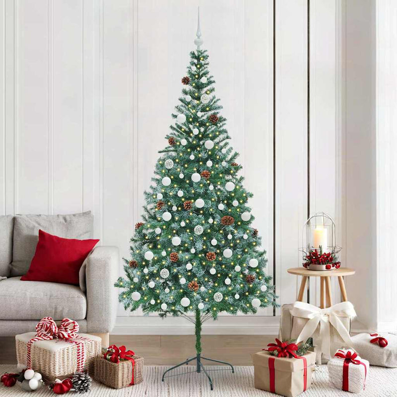 Brad de Crăciun artificial cu 300 LED Verde 210 cm PVC și Oțel
