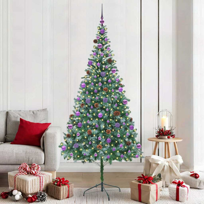 Brad de Crăciun artificial cu 300 LED Verde 210 cm PVC și Oțel