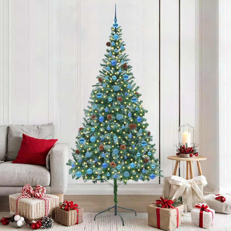 Brad de Crăciun artificial cu 300 LED Verde 210 cm PVC și Oțel