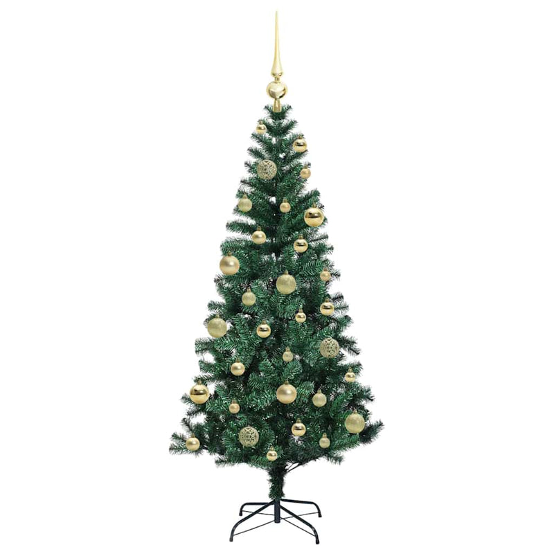Pom de Crăciun artificial pre-iluminat cu 150 LED Verde 120 cm