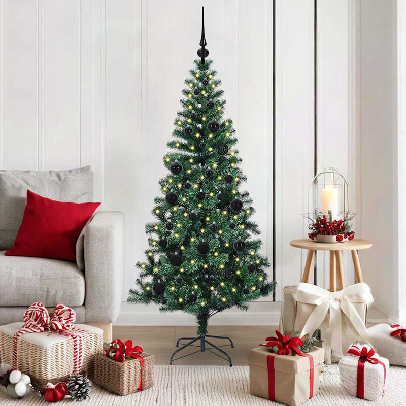 Pom de Crăciun artificial pre-iluminat cu 150 LED Verde 150 cm