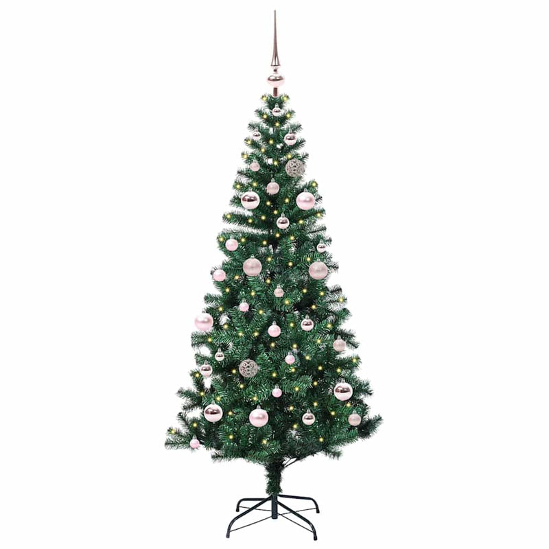 Pom de Crăciun artificial pre-iluminat cu 150 LED Verde 150 cm