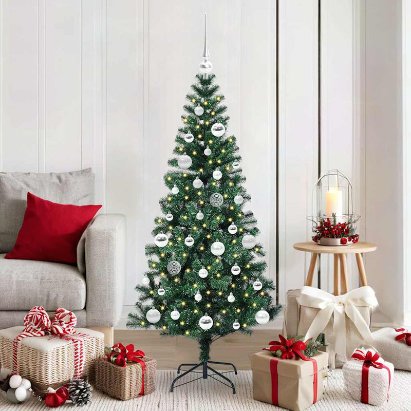 Pom de Crăciun artificial pre-iluminat cu 150 LED Verde 150 cm