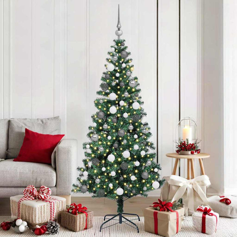 Pom de Crăciun artificial pre-iluminat cu 300 LED Verde 180 cm