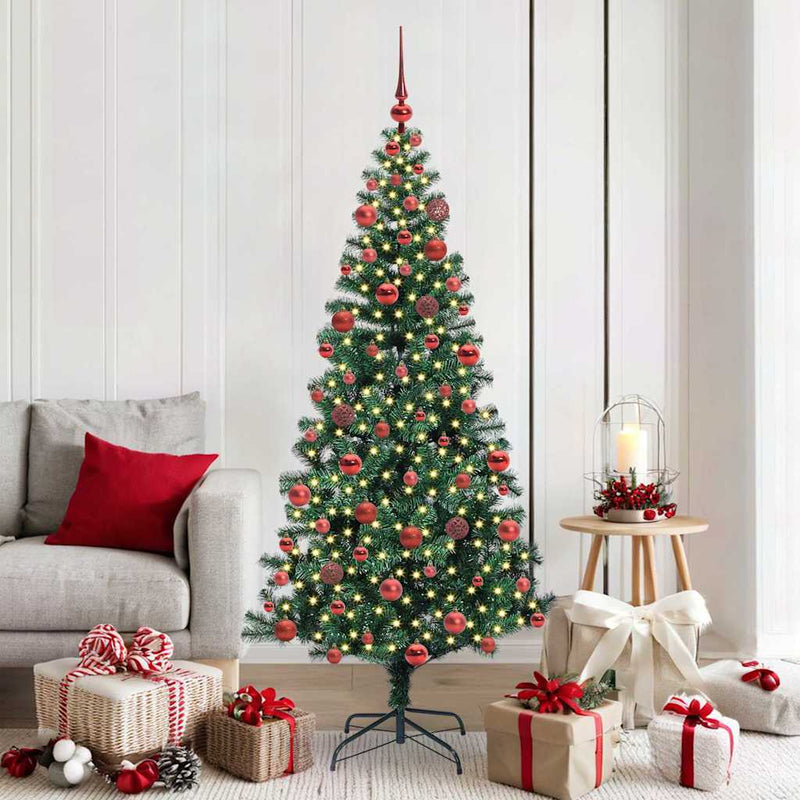 Pom de Crăciun artificial pre-iluminat cu 300 LED Verde 180 cm