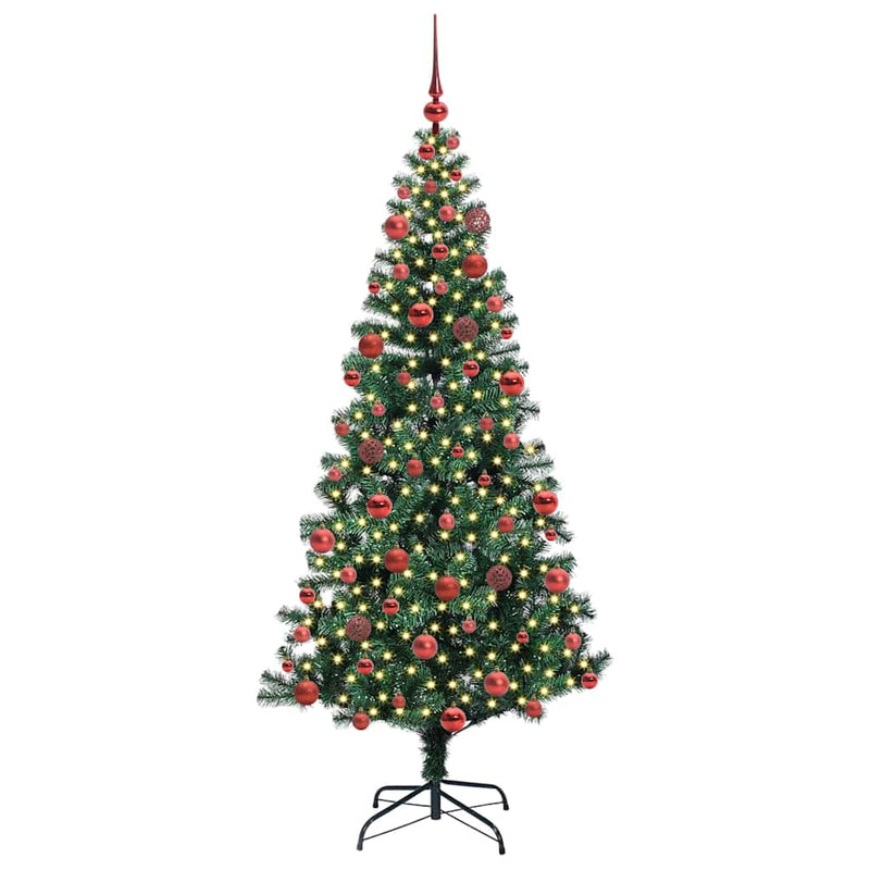 Pom de Crăciun artificial pre-iluminat cu 300 LED Verde 180 cm