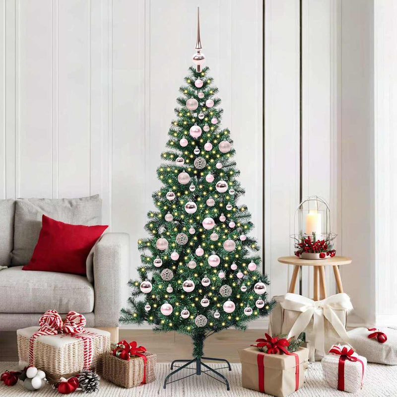 Pom de Crăciun artificial pre-iluminat cu 300 LED Verde 180 cm