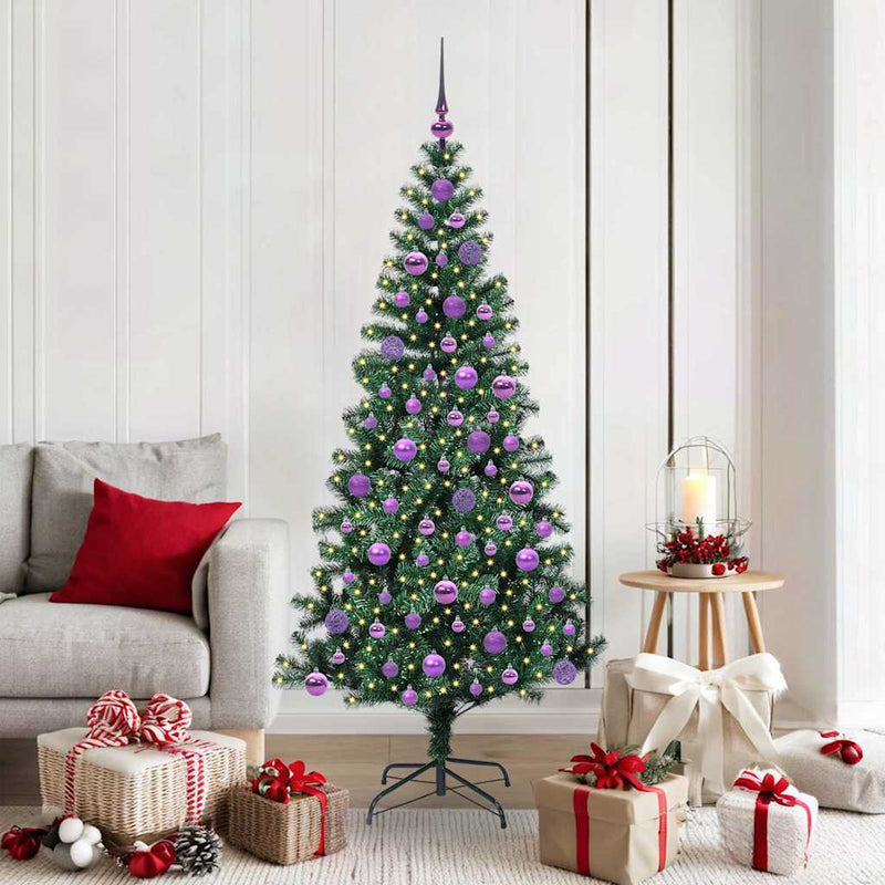 Pom de Crăciun artificial pre-iluminat cu 300 LED Verde 180 cm