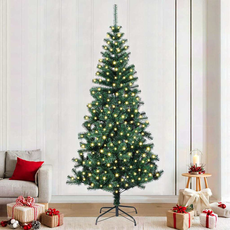 Pom de Crăciun artificial pre-iluminat cu 300 LED Verde 240 cm