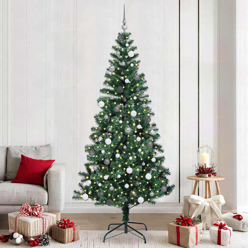 Pom de Crăciun artificial pre-iluminat cu 300 LED Verde 240 cm