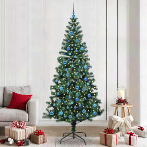 Pom de Crăciun artificial pre-iluminat cu 300 LED Verde 240 cm