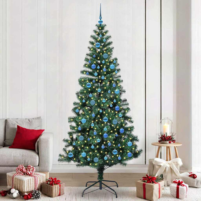 Pom de Crăciun artificial pre-iluminat cu 300 LED Verde 240 cm