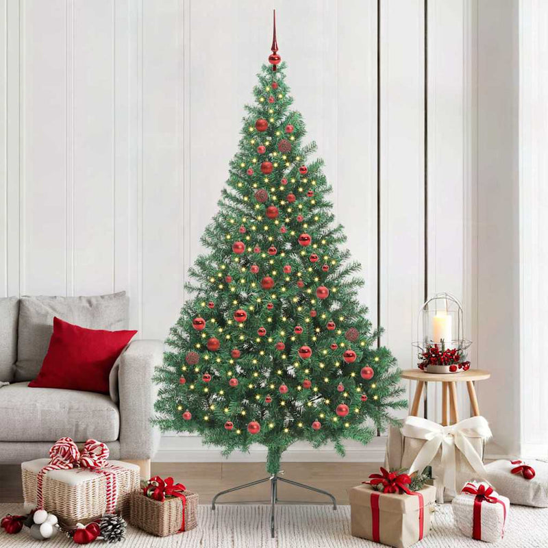 Pom de Crăciun artificial pre-iluminat Verde 210 cm PVC