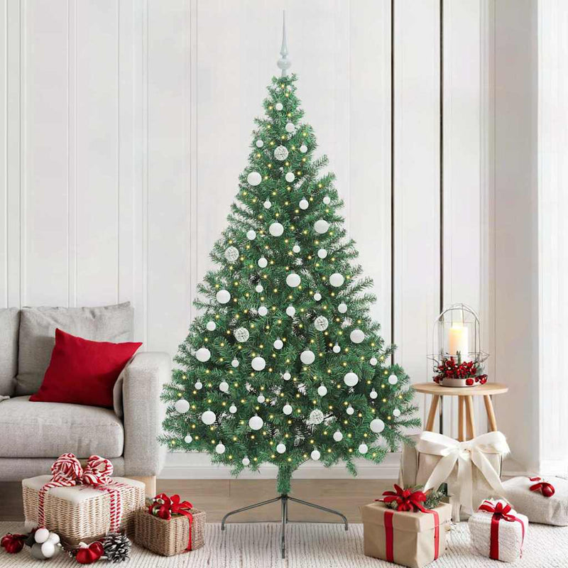 Pom de Crăciun artificial pre-iluminat Verde 210 cm PVC