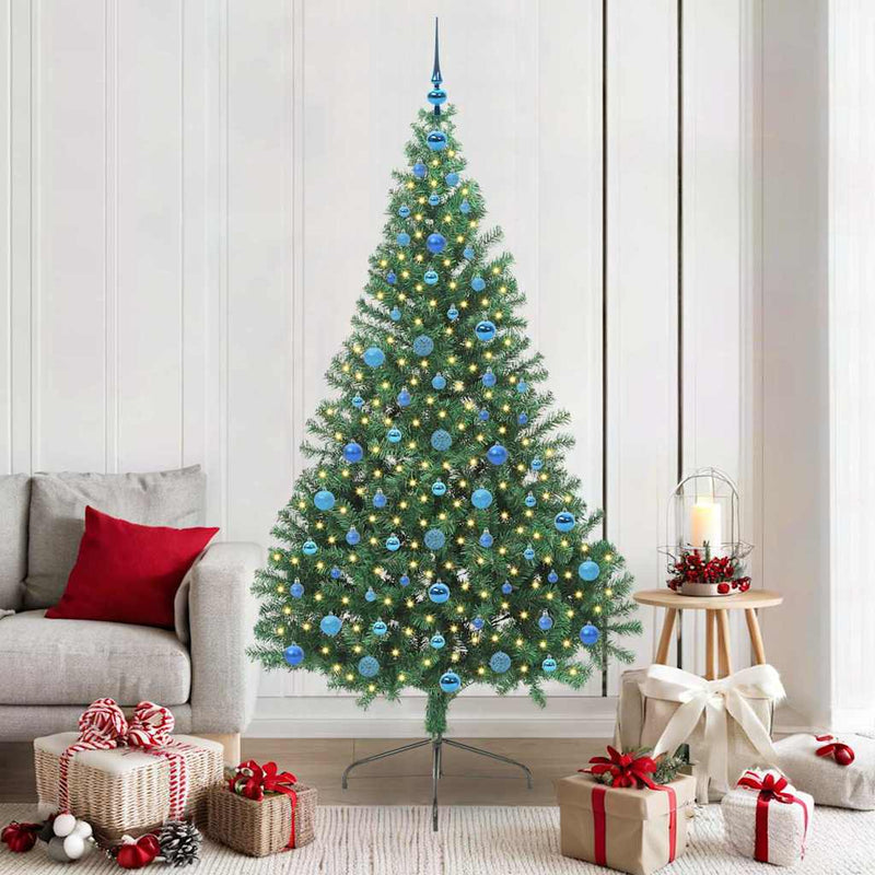 Pom de Crăciun artificial pre-iluminat Verde 210 cm PVC