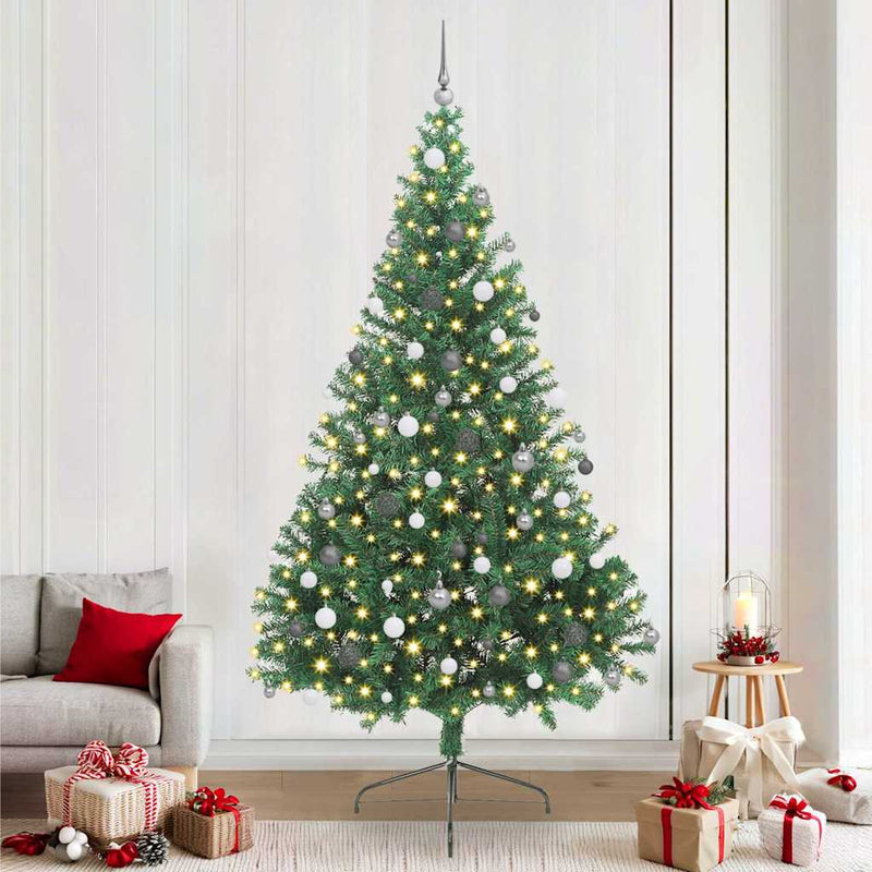 Pom de Crăciun artificial pre-iluminat Verde 240 cm PVC