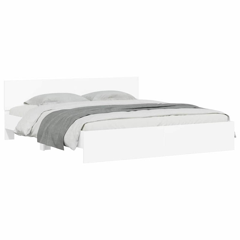 Cadru de Pat cu Tăblie Alb 137 x 190 cm Lemn prelucrat