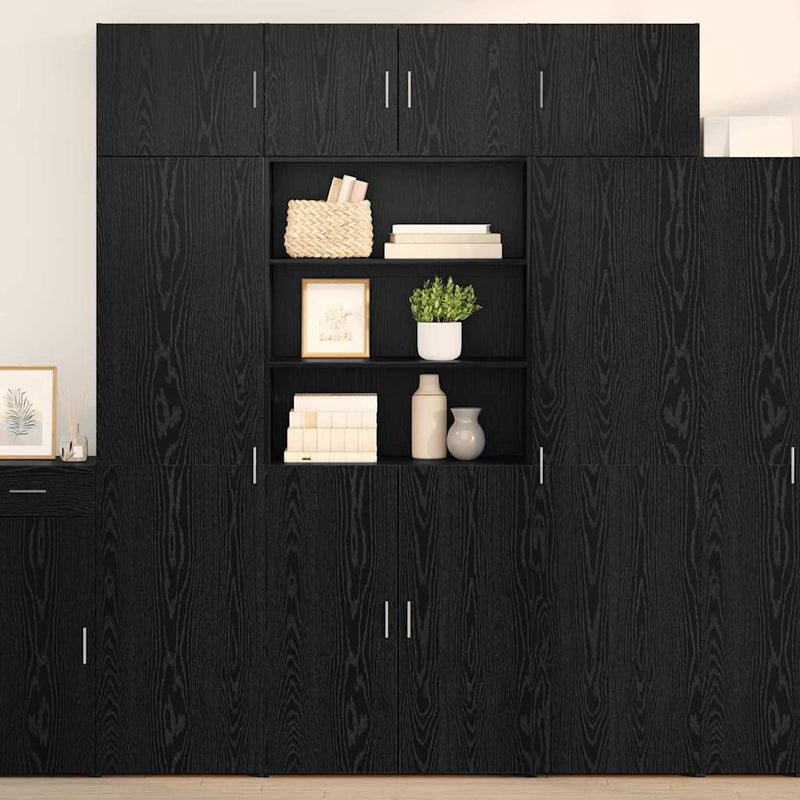 Bufet Stejar Negru 80 x 42,5 x 185 cm Lemn prelucrat