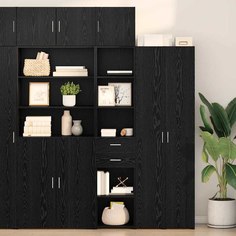 Bufet Stejar Negru 40 x 42,5 x 185 cm Lemn prelucrat