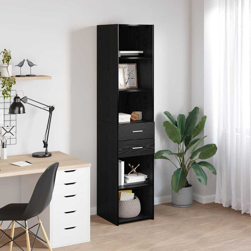 Bufet Stejar Negru 40 x 42,5 x 185 cm Lemn prelucrat