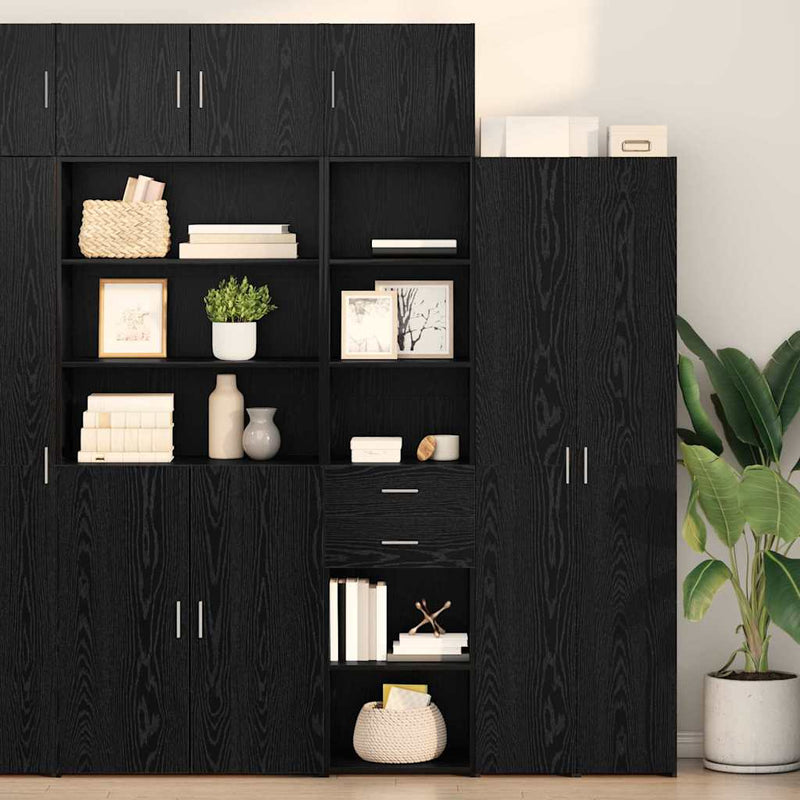 Bufet Stejar Negru 45 x 42,5 x 185 cm Lemn prelucrat